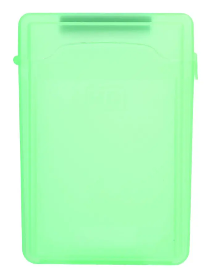 Stötsäkert transparent förvaringsfodral för 3,5 tum HDD SSD (grön)