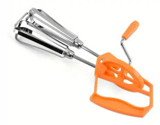 Rostfritt stål roterande handhållen hushålls dubbelhjul äggvisp, rostfritt stål handmixer