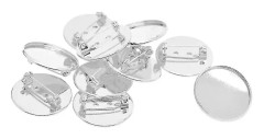 10 st Brooch Spännen Pin Bas Blank Cabochon Brickor Baksidor Passar 25mm Runda Cabochons För Badge, Corsage, Namnskyltar Och Smyckestillverkning - Vit, A