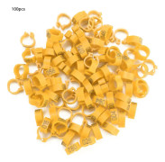 Gula numrerade plastfågelbensringar - 100 st (8 MM)