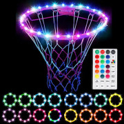 LED-basketkorglampor Fjärrkontroll Basketkorg LED-ljus 4 lägen 16 färger Vattentät för träning Spela utomhus på natten