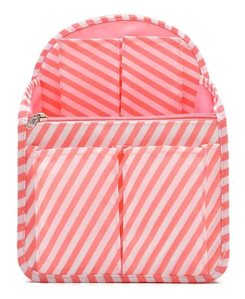 Ryggsäck Förvaring Insert Bag Inner Bag Fack Sortering Bag Liner Organiz Pink Stripe