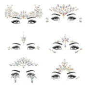 6 st Halloween Noctilucent Face Gems Tattoo Sticker, cosplay