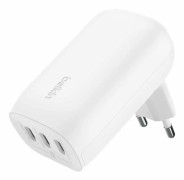 Belkin BoostCharge - Strömadapter - PPS-teknik - 67 Watt - 3.25 A - Strömmatning 3.1, PD 3.0, Fast Charge - 3 utdatakontakter (24 pin USB-C) - vit