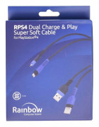 Generisk - Rps4 Dual Charge - Play Super Soft Kabel, Svart (Rainbow) - 08437011575982