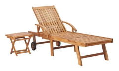 Grå Fåtölj med bord och dyna Massivt teak