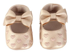 minifinker Baby Girls PU-läderskor med Bowknot Heart Brodery Design