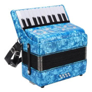 minifinker Handdragspel 22 tangenter 8 bas dragspel, celluloid musikinstrument, datorkonsertina himmelsblå