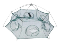 Minifinker Bärbar hopfällbar mun Fisknät Fiskbur Tillbehör Räkfälla (6 stängda hörn 80 cm)