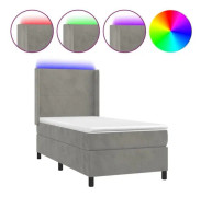 Lamellbädd med madrass och LED - Ljusgrå - 100x200 cm - Avtagbart överdrag - Polyester
