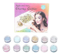 minifinker 12 lådor Nail Glitter Set Färgglad Shiny Nail Art Makeup Ansiktsdekor