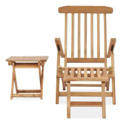 Trädgårdsstol med fotstöd och bord Teak