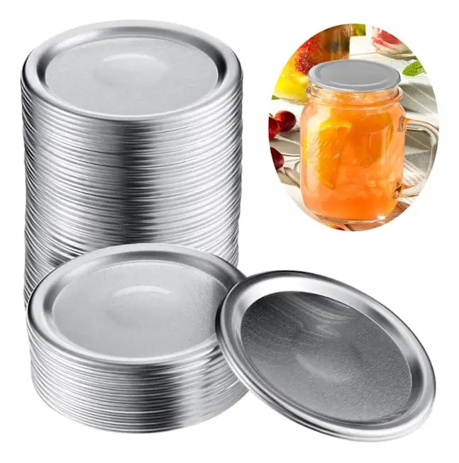 Bredmunstycken för konservburkar, Mason Jar Canning Lids, återanvändbara läckagesäkra lock av splittyp med silikontätningsringar