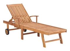 Fåtölj med beige kudde Massivt teak