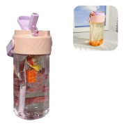 minifinker Halmvattenflaska Halmvattenflaska med integrerad tesil med handtag PC-bord Mazagran Rosa