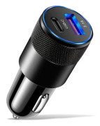 Snabb 66V Bil USB Typ C laddare för Iphone, Samsung, Huawei, iPad, Tablet med mera