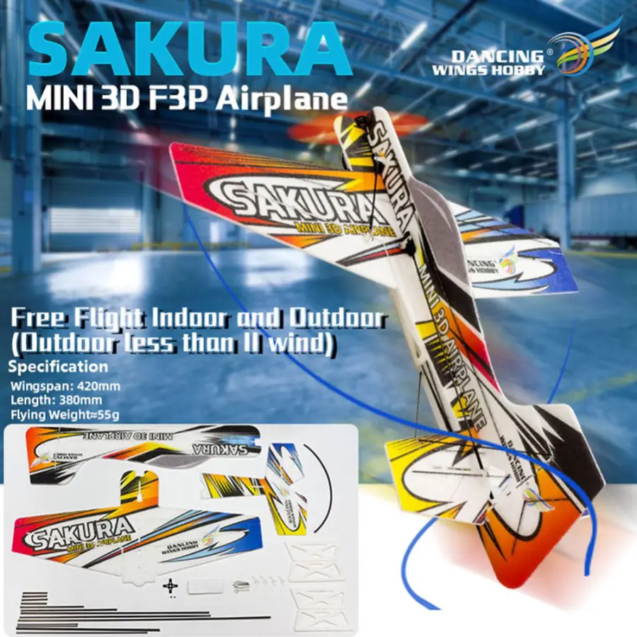 Elektriskt 4CH RC Flygplanssats Aerobatic Fly Nybörjare EPP Foam DIY Mini 3D Sakura Flygplan