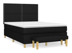 Svart Ribbbotten med Svart madrass 140x190 cm Tyg