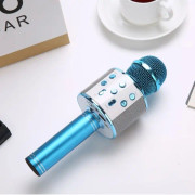 WS-858L LED-ljusblixt trådlös kapacitansmikrofon levereras med ljudmobiltelefon Bluetoon Live-mikrofon (blå)