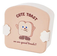 Khaki Toast Mönster Lås Barn Bento Box Tecknad Utseende Delare Matlåda Skola Bärbar Lunch Förvaring Låda