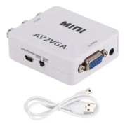 Minifinker Audio - videoomvandlare TV-dekoderadapter mini komposit 480p AV - VGA (vit)