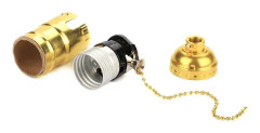 Värmebeständig E27 Skruvsockel Lamphållare, Aluminium Lampsockel med Dragströmbrytare för Säkra och Stilfulla DIY-projekt, UL-listad för