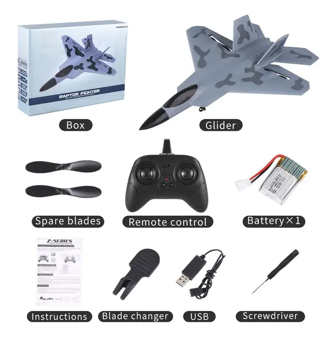 Fjärrkontroll FlygplanCamouflage Grey Glider 2.4G Fjärrkontroll Radiokontroll Fjärrkontroll Flygplan SU-35 EPP Foam Aircraft SU-57 Leksaker för b
