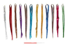 minifinker Hair Tinsel Strand 12 färger Hair Tinsel Strand Glitter Glänsande Glittrande Beständigt Hygienlim
