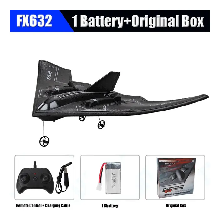Rc Plane B2 Stealth Bomber 2Ch 34Cm Wingspain Cessna 2.4G Fjärrkontroll Flygplan Flygplan Drönarleksaker för vuxna barn