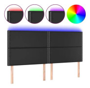 LED sänggavel Svart 200x5x118/128 cm Läder118 [cm]
