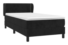 Svart Ribbbotten och madrass Svart 80x200 cm Sammet