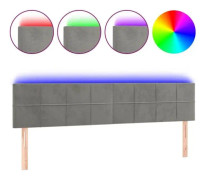 Huvudgavel - Ej specificerat - 160 cm - Ljusgrå sammet - Integrerad LED - Modern design