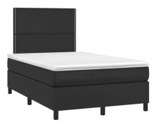 Svart Ribbbotten med svart madrass 120x190 cm konstläder