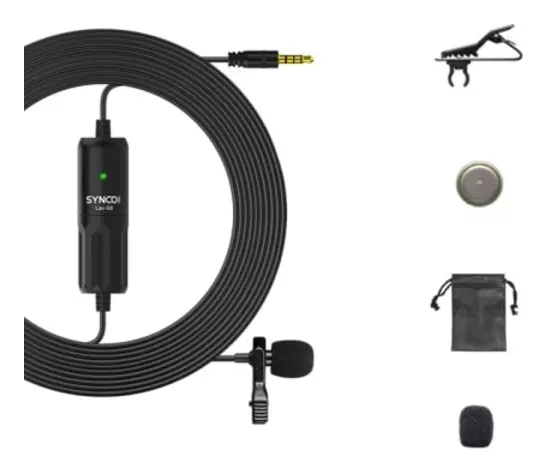 SYNCO S8 Lavalier Live Wired Mikrofon, Spec: Svart