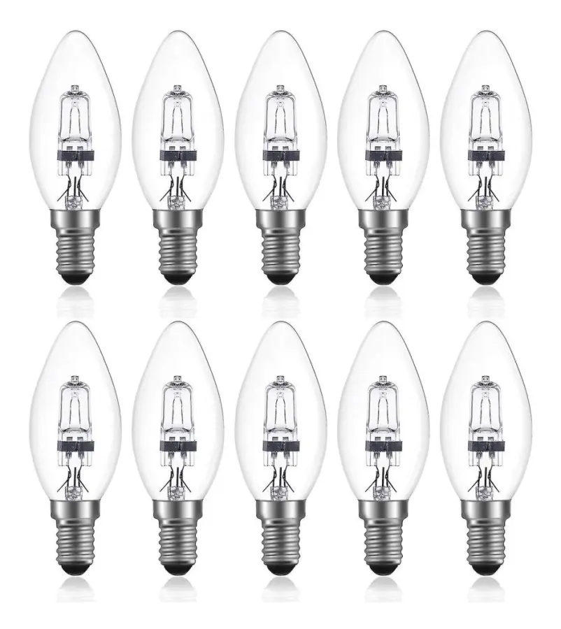 42w E14 C35 Dimbar Halogenlampa Ac 220-240v Varmvit 2700k E14 Transparent Halogenljuskälla (10st)