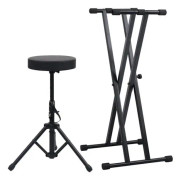 Mothinessto Black Double Wheelbase Keyboard Stand and Pall Kit LY0326