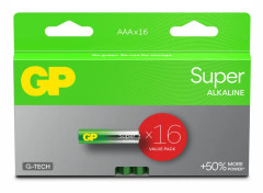 GP Super Alkaline Battery, Size AAA, 24A/LR03, 1.5V, 16-pack