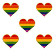 5-pack Bisexuell stolthet hjärtformade knappnålar broscher flaggmärke brosch