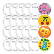 20-pack akryl knappar genomskinliga märken, handgjorda knappmärken med stift, märkestillverkningsset för barn, DIY-märkeshantverksmaterial för skolaktiviteter fest