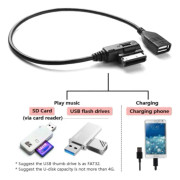 USB-ljudkabel med USB-adapter för Audi AMI MMI 2G 3G 3G+