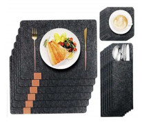Filtdukar filtdukar set om 18 - tvättbara dukar, underlägg och bestickpåsar i mörkgrå för bord, bar och kök
