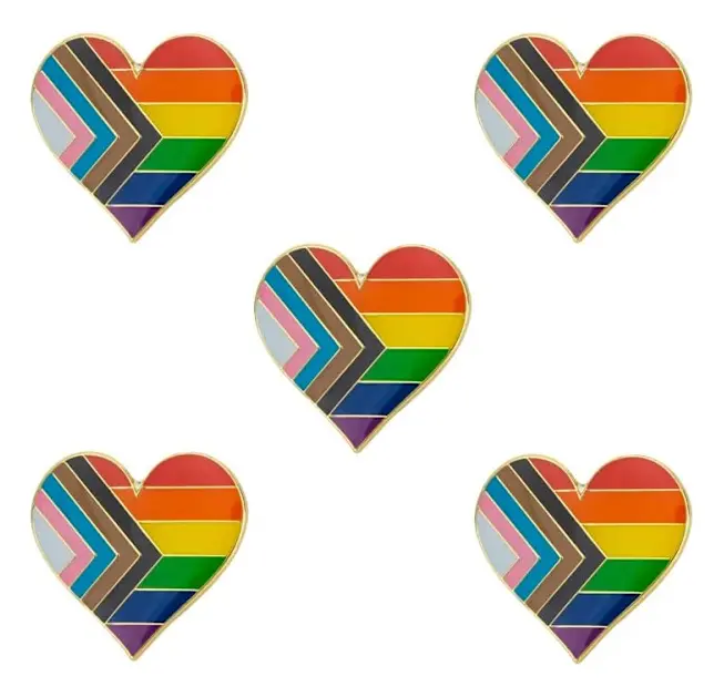 5-pack Bisexuell stolthet hjärtformad knappnålsbrosch pins flagga badge brosch märken
