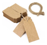 Kraftpappersetiketter, 200 st bruna etiketter + 200 st presentetiketter i snöre, tomma etiketter för bröllop, födelsedag, julhantverk DIY