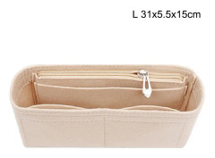 Multi-Pocket Women Insert Bag Handv?ska i filttyg Beige Beige L