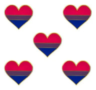 5-pack Bisexuell Pride Hjärtformade Knappnålsbroscher Pins Flagga Badge Brosch Märken