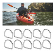 10 st 316 rostfritt stål D-ring sömlös svetsad hårdvara D-spänne ring surfbräda kajak tillbehör 6mm 45x37x6mm/1.8x1.5x0.2in
