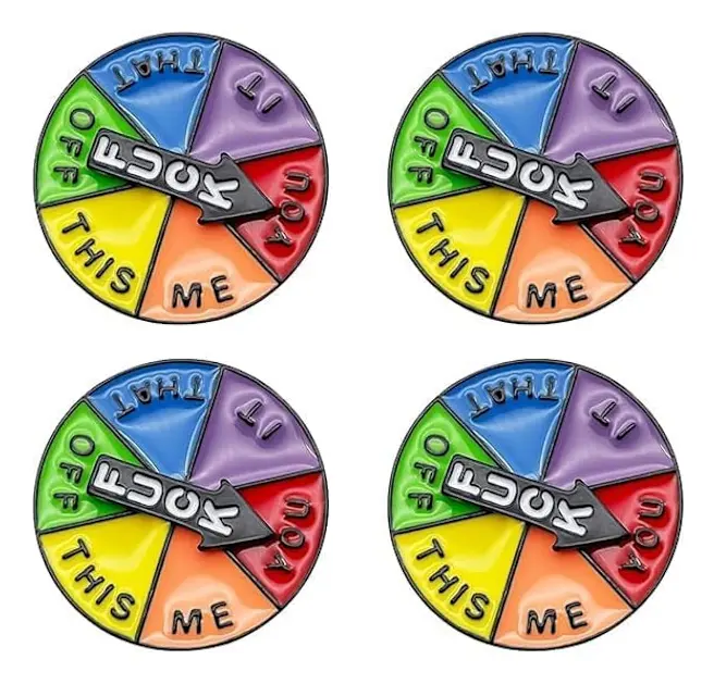 4 Färgglada Skivspelar-Nålbadges Roterande Emalsbroscher Lyckohjul Badges Söta Emalsnålar Badges Roliga Emalsbadges Badges Jacka Badge Väskor Brosch