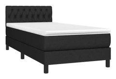 Svart Ribbbotten med Svart madrass 100x200 cm Tyg