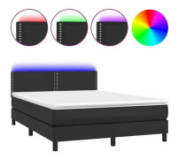 Ribbbotten med madrass och LED Svart 140x190 cm