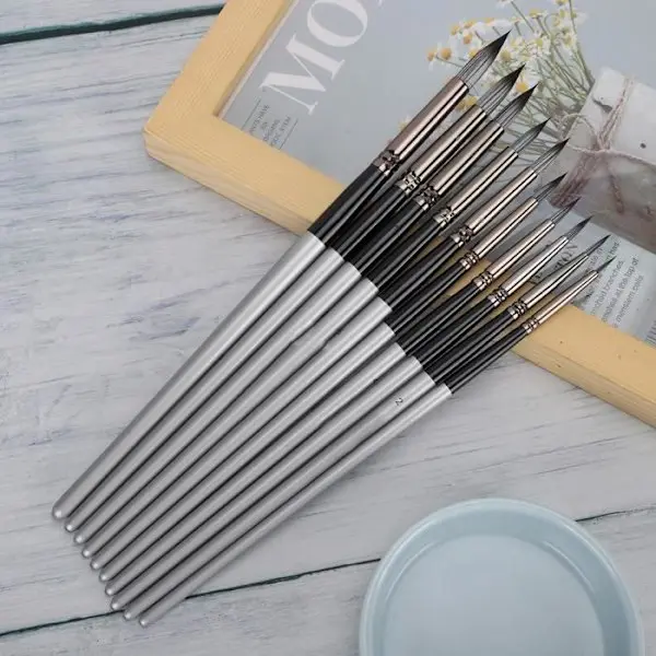 Minifinker Nylon pensel penslar set om 10 - Silver Grå